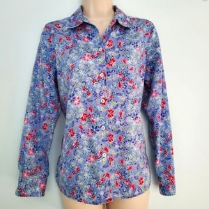 Foxcroft for Appleseeds Floral Button Front Top